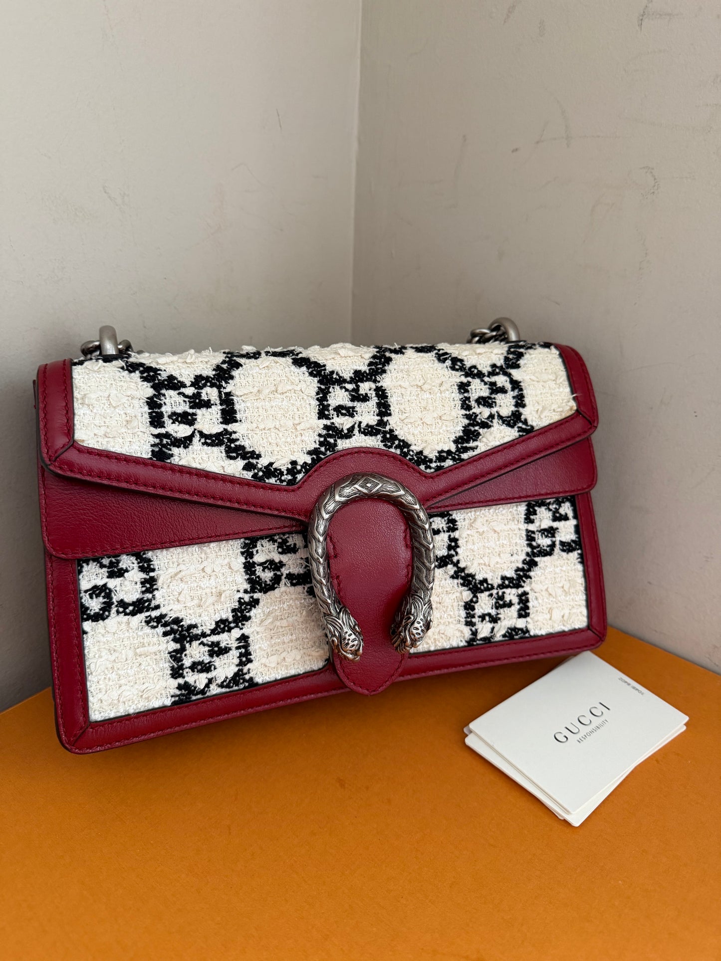 ❗️SOLD❗️Dionysus Small Tweed Red Leather