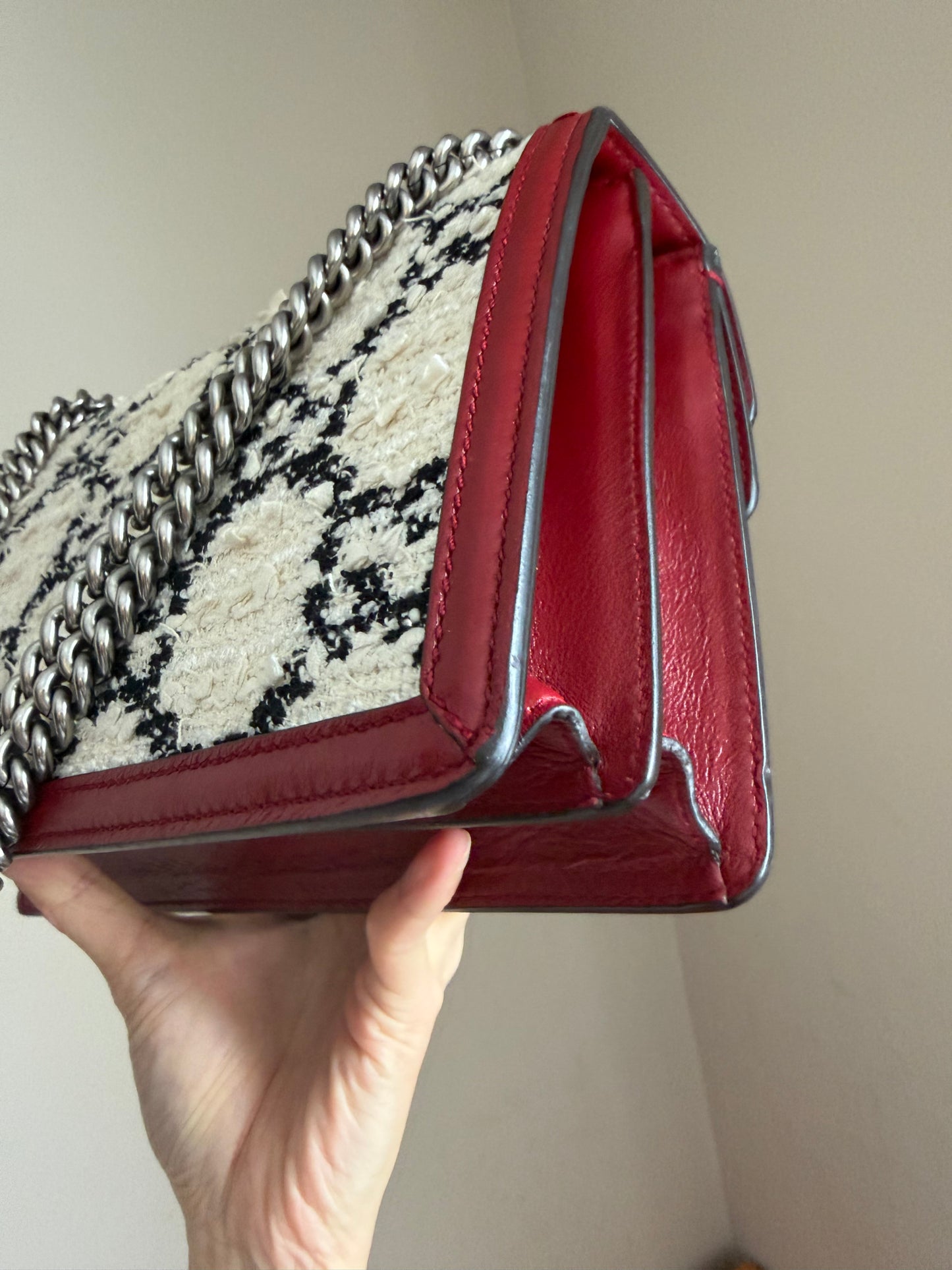 ❗️SOLD❗️Dionysus Small Tweed Red Leather
