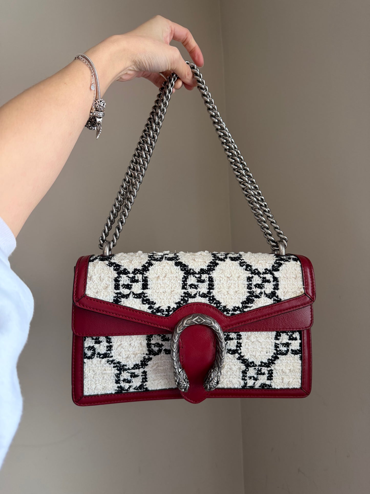 ❗️SOLD❗️Dionysus Small Tweed Red Leather