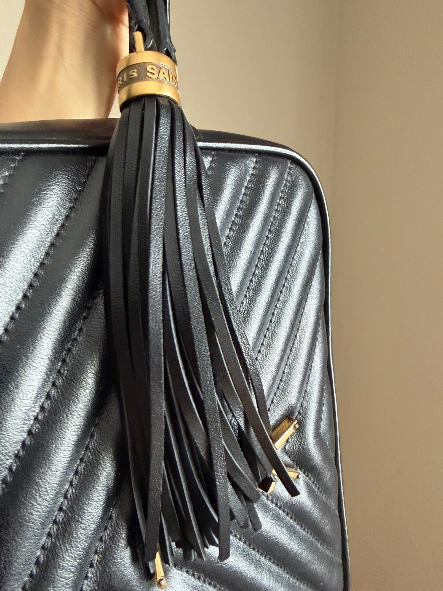 ❗️SOLD❗️Lou Camera Tassel Bag in Black Ghw