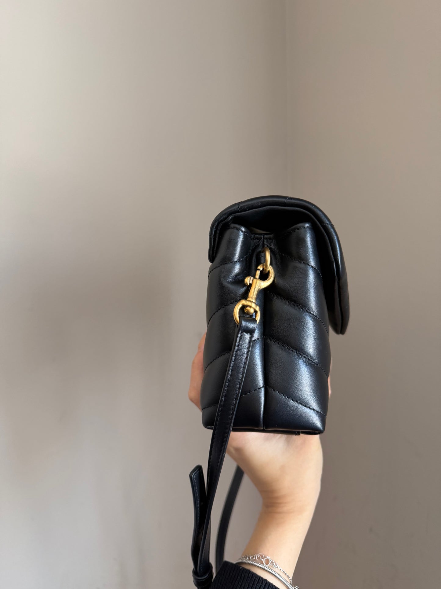 LouLou Toy Bag in black with GHW