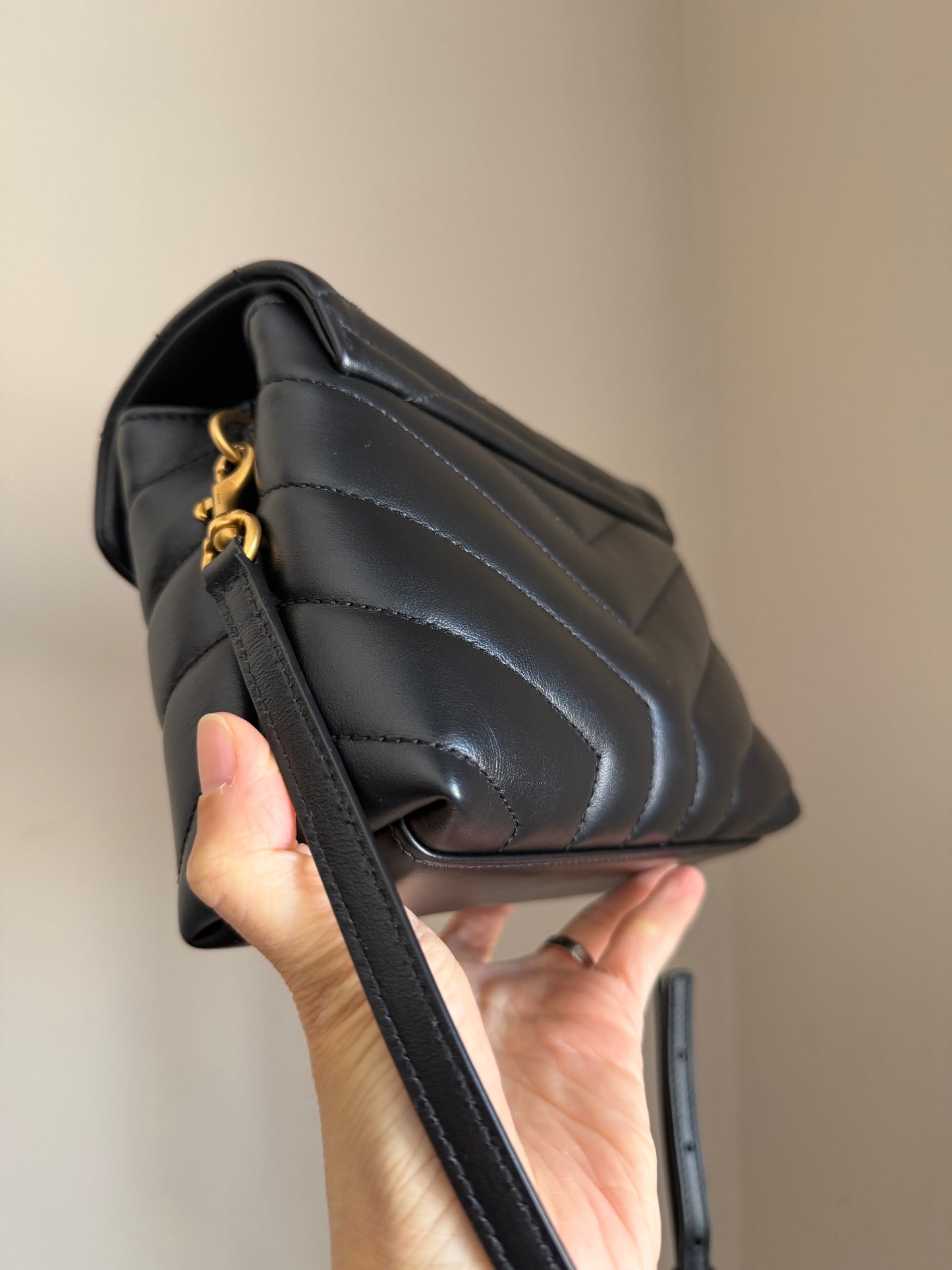 LouLou Toy Bag in black with GHW