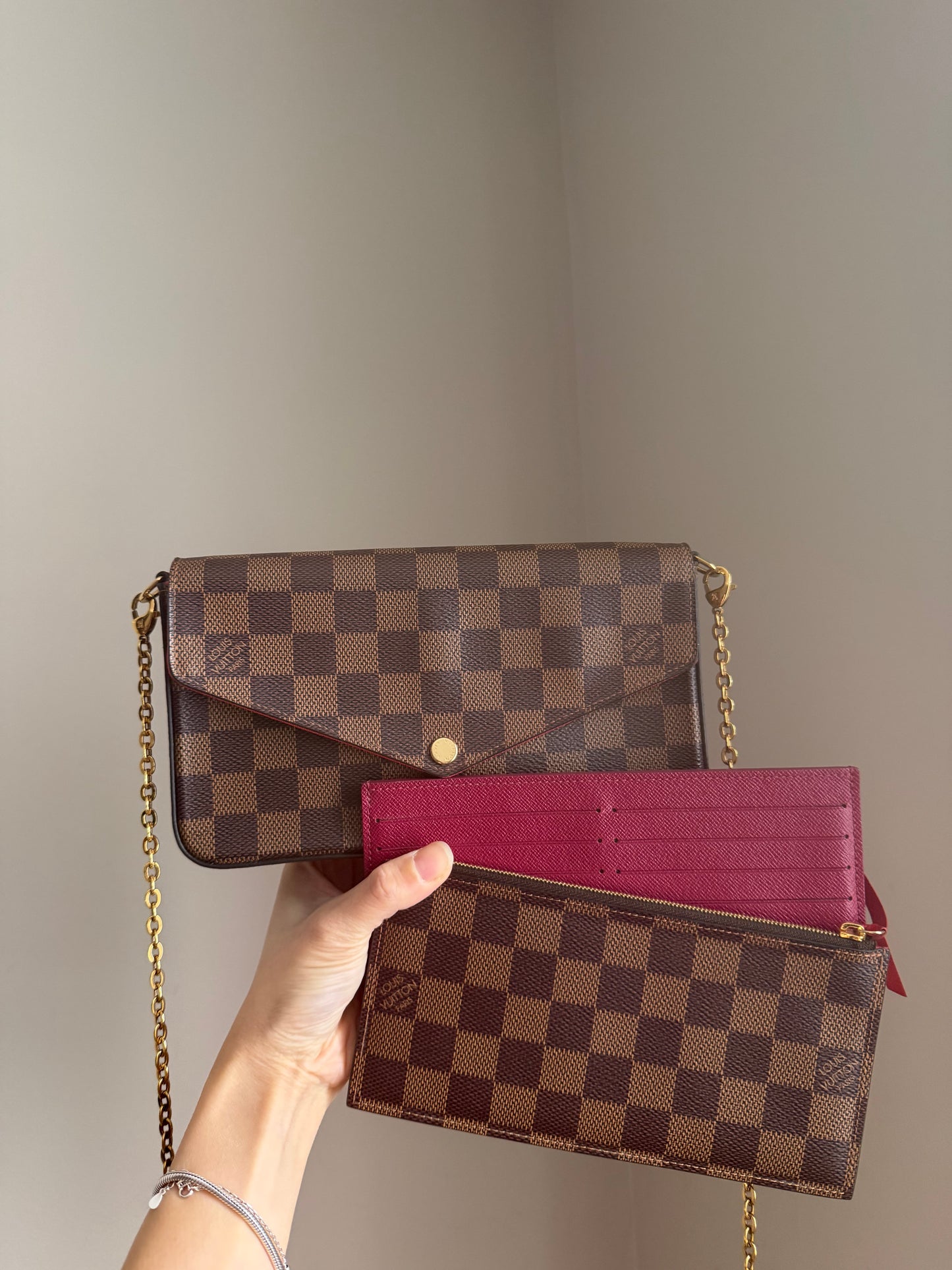 ❗️SOLD❗️ Damier Ebene Felicie Both Inserts