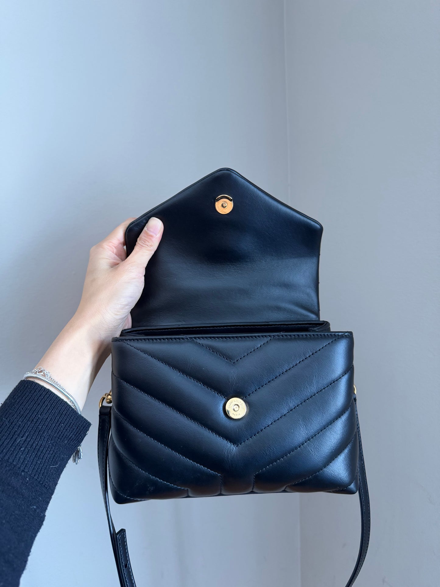 LouLou Toy Bag in black with GHW