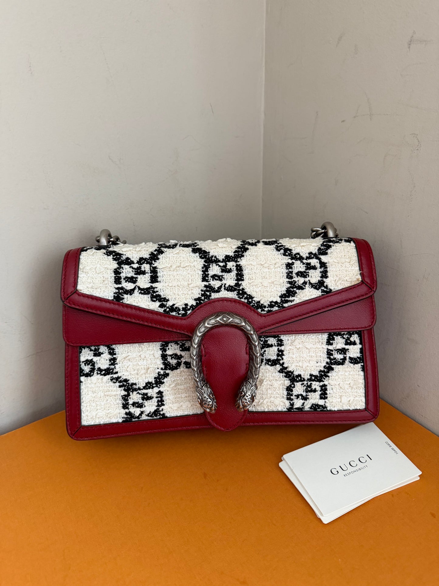 ❗️SOLD❗️Dionysus Small Tweed Red Leather