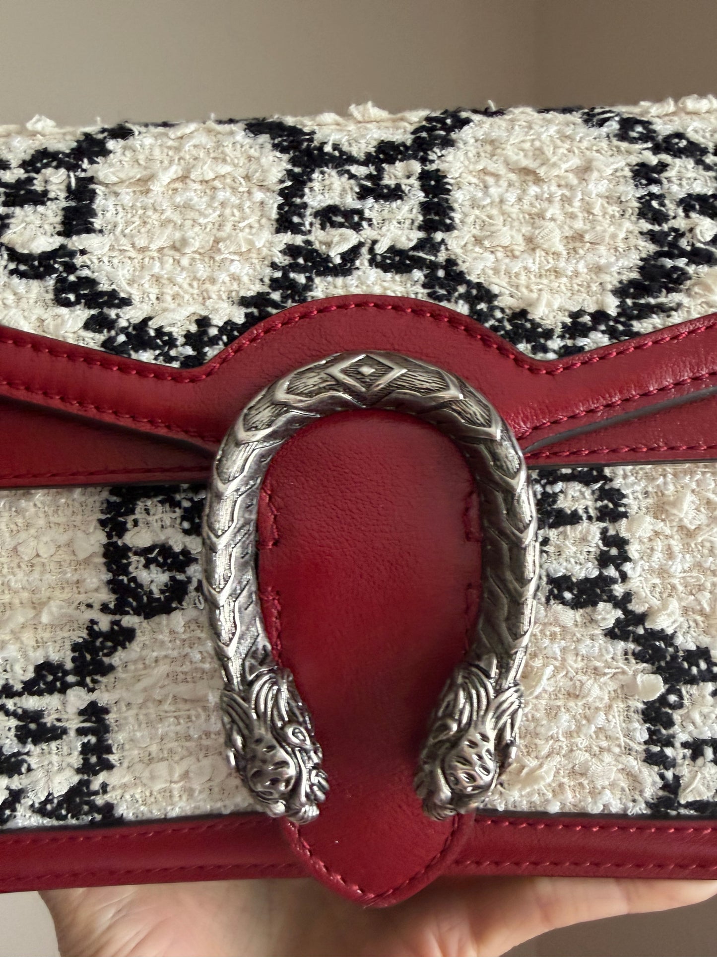❗️SOLD❗️Dionysus Small Tweed Red Leather
