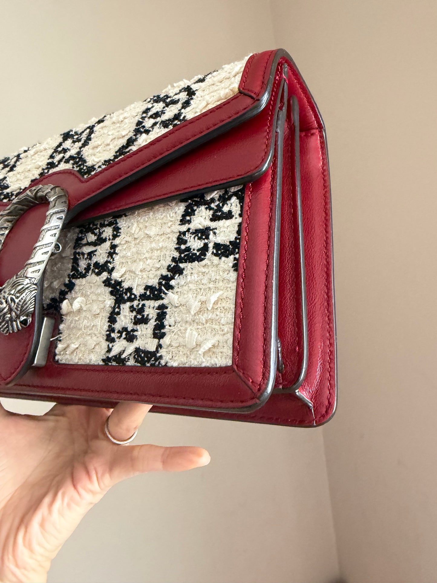 ❗️SOLD❗️Dionysus Small Tweed Red Leather