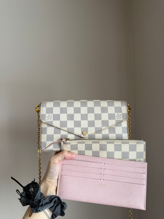 ❗️SOLD❗️Damier Azur Felicie with both inserts